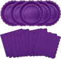 100Pcs Purple Party Supplies Including Scalloped Purple Paper Plates Napkins Serves 50,Disposable Mother's Day Party Dinnerware Set for Birthday Graduation by VEIZEDD