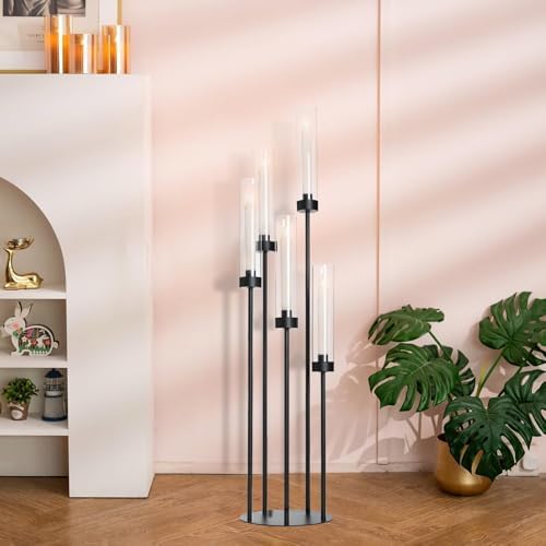 8Pcs 39.8'' Tall 5 Arm Black Candelabra Table Centerpiece for Wedding - Image 5
