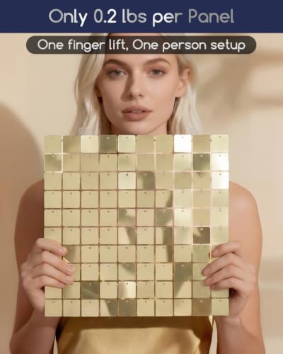 COKAOBE LiteGrid Series Shimmer Wall Backdrop - 24Pcs Light Gold - Image 3
