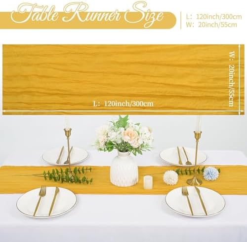 20 Pack Cheesecloth Table Runner 20 x 120 Inch, Gold - Image 2