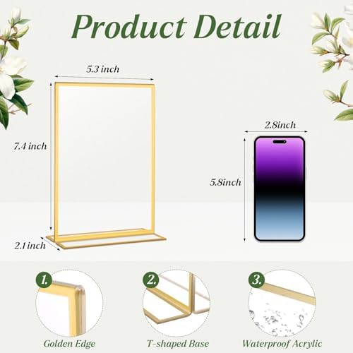 20 Pack Gold Acrylic Sign Holders 5x7 Gold Frames - Image 4