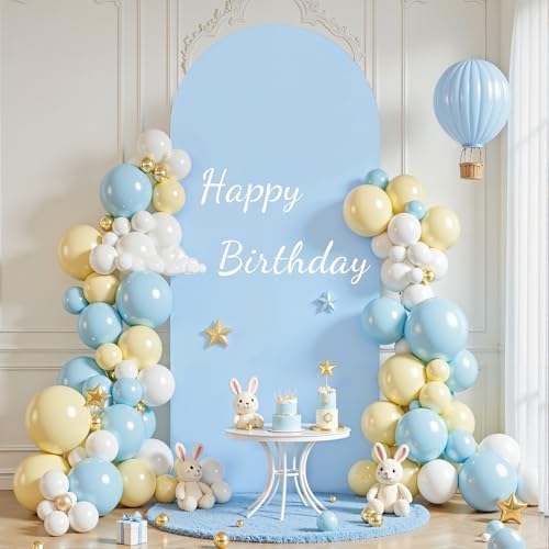 6 ft Arch Backdrop Cover Blue - Double-Sided Spandex Arch Covers Stretchy Backdrop for Balloon Arches Birthday Party Baby Shower Banquet Wedding Photo Background - Image 5