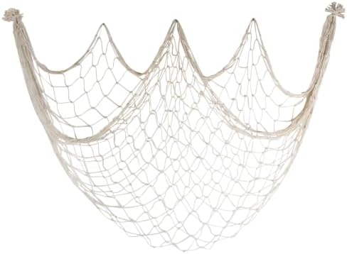 10x5 Feet Fish Net Decorations for Party, Beige Fishing Net Halloween Decor by iHansee