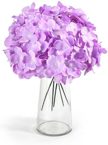 Auihiay 64Pcs Hydrangea Artificial Flowers, Purple Artificial Hydrangeas - Image 2