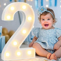 Pooqla Large Light Up Numbers for 2nd Birthday Decorations, 12.6 in Tall White Plastic Marquee Numbers Sign Party Decorations, Gift for Girls Boys Night Light Wedding Anniversary Decor, Big Number 2 by Pooqla