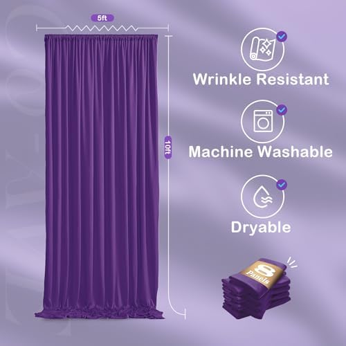 8 Panels Purple Backdrop Curtains for Parties, Wrinkle Free Purple Photo Backdrop Drapes Silky Polyester Back Drop Cloth for Wedding Birthday Photography Background Decor, 40ftx10ft - Image 6