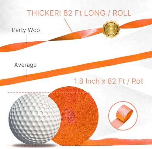 PartyWoo Orange Crepe Paper Streamers 10 Rolls 820 ft Pack of Orange Crepe Paper for Graduation Halloween Thanksgiving Birthday Party Decorations (1.8 Inch x 82 Ft/Roll), Orange-80 - Image 3