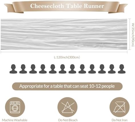 6 Pack White Cheesecloth Table Runner 35"×120" Gauze Fabric Table Runner - Image 3