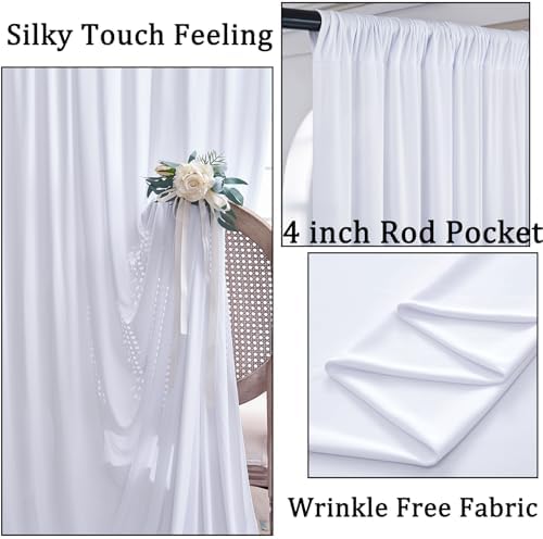 20ftx10ft White Backdrop Curtains for Weddings Parties, Wrinkle Free 4 Panels Silky Polyester Photo Backdrop Drapes Back Drop Cloth Drapery for Birthday Mother'sDay Photography Background - Image 2