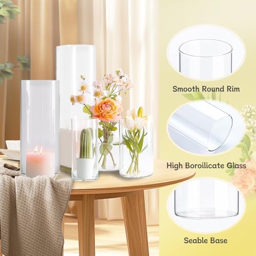 30pcs 11.8Inch Large Size Glass Vase Cylinder for Centerpieces Small Flower Glass Clear Home Decor Centerpiece Table Flower Vase Decorations for Wedding＆Holiday 6,7.9,10,10,11.8Inch Tall - Image 4