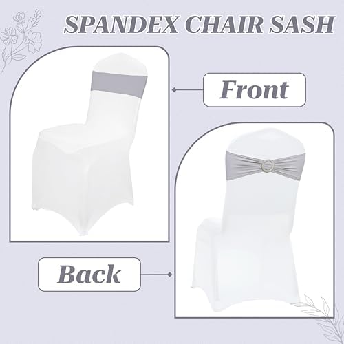 Pack of 150 Spandex Chair Sashes for Wedding Party & Event – Light Silver - Image 4