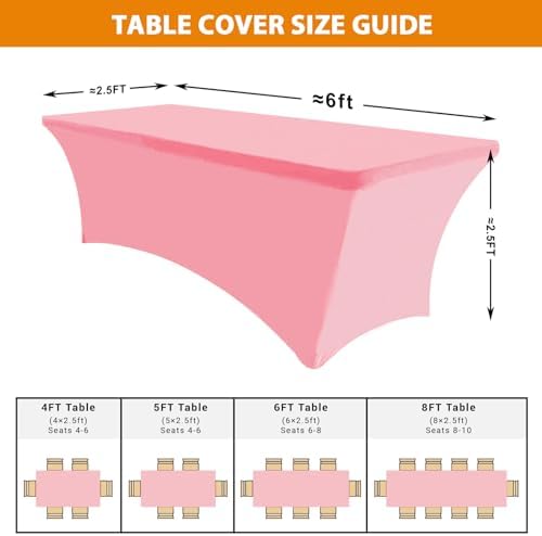 Eurmax USA 2-Pack Rectangular Fitted Spandex Table Covers 6ft Tablecloth Wedding Event Patio Table Decorations Stretch Table Cover for 6ft Folding Table (Hot Pink) - Image 4