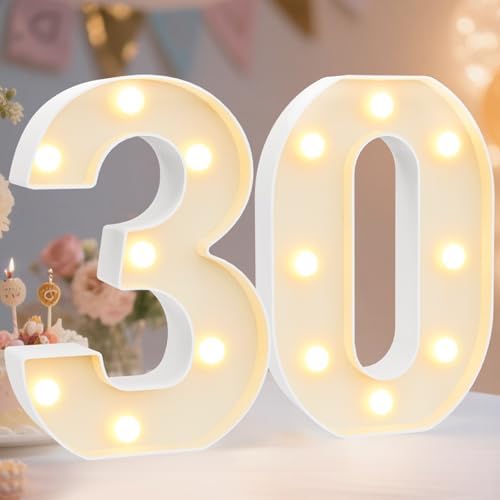 Pooqla 30th Birthday Decorations for Her Him, Light Up Numbers 30 by Pooqla