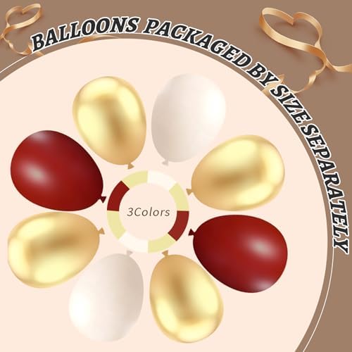 Burgundy Balloon Garland Arch Kit,412Pcs Burgundy and Sand White Metallic Gold Balloons for Wedding Bridal Shower Birthday Wine Anniversary Engagement Party Graduation Decorations - Image 4