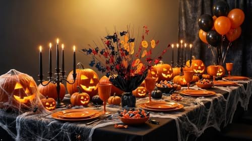 4 Pack Black Orange Halloween Star Spray Centerpiece Table Decor - Image 3