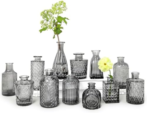 SUPMIND Glass Bud Vases Set of 12, Small Black Flower Vases in Bulk by SUPMIND