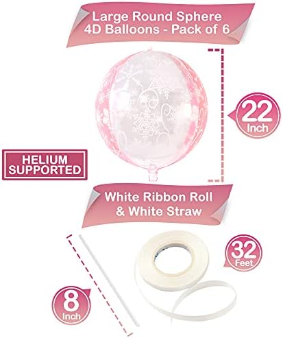 KatchOn Huge 22 Inch Pink Snowflake Balloons - Pack of 6, Princess Birthday - Image 2