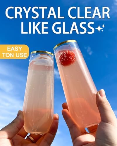 24 Pack Plastic Champagne Flutes, 9 Oz Disposable Wine Mimosa Glasses - Image 6