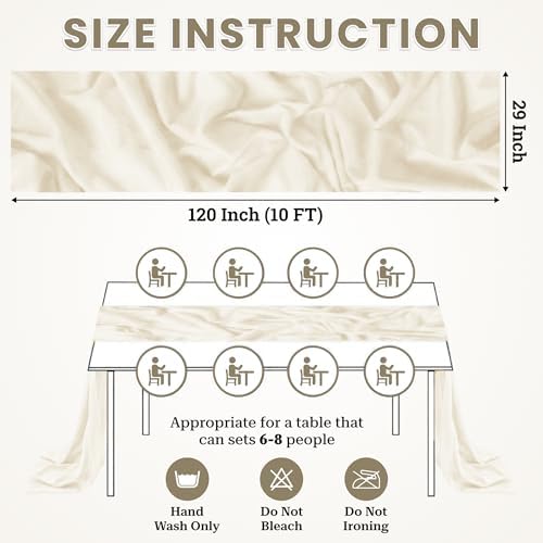 Pack of 25 Chiffon Table Runners 29 x 120 Inch, 10FT Long - Ivory - Image 3