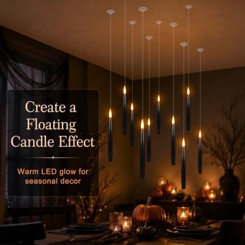 24 Floating Flameless Candles with Wands, Halloween Hanging Decor - Image 7