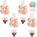 4 Set Rose Gold Table Balloons Foil Spray Centerpiece with Rose Gold and Confetti Balloons Stand Kit for Birthday Party, Baby Shower, Wedding, Bridal Shower, Prom, Cake Table Decorations by Suppromo