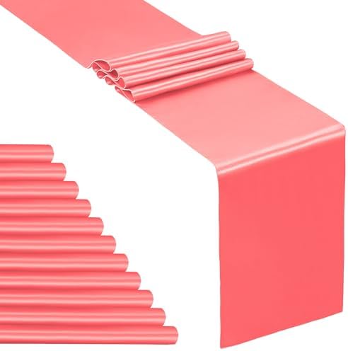 SiinvdaBZX 12 Pcs Coral Satin Table Runner 12 x 108 inches Long by SiinvdaBZX