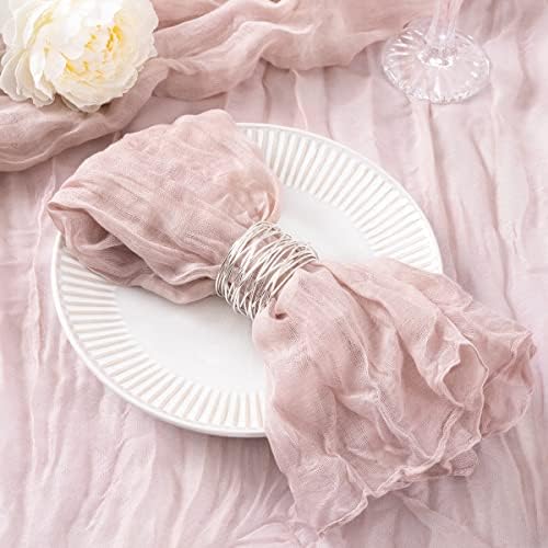 DeZerlor Pink Washable Cheesecloth Napkins Set of 12 for Wedding Party by DeZerlor