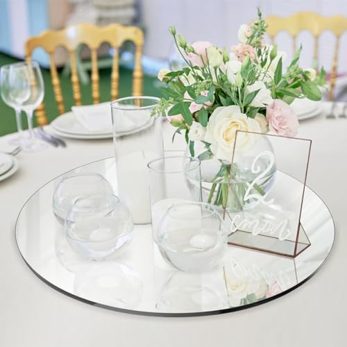Seelenruhe 10" Round Mirrors for Centerpieces for Tables, Round Mirrors Trays Plates for Centerpieces, Wedding Decorations, Baby Shower Party, Christmas Decorations, 2mm, 12 PCS - Image 4
