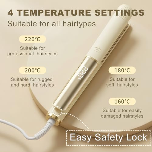 Flat Iron Hair Straightener Women, 20s Heat Up, 4 Temp Settings LED Display - Image 4