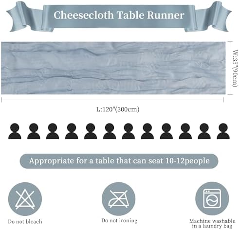 AGIRL 12 Pack Dusty Blue Cheesecloth Table Runner 10FT Boho Home Decor - Image 2