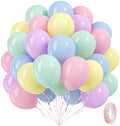 60pcs 12inch Pastel Balloons with Pink Green Yellow Blue Purple Balloons by Awenztech