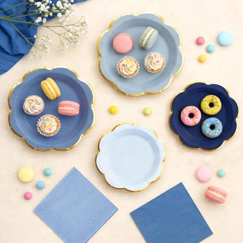 60 PCS Dusty Blue Paper Plates and Napkins Party Supplies for 20 Guests - Image 6