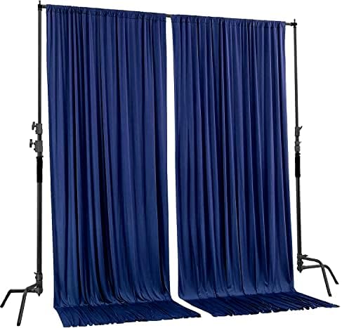 AK TRADING CO. 10 feet x 10 feet Polyester Backdrop Drapes Curtains Panels with Rod Pockets - Wedding Ceremony Party Home Window Decorations - Navy Blue - Image 2