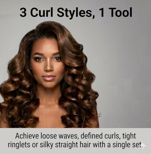 HerStyler Ceramic Flat Iron & Curling Wand Set - 3 Interchangeable Barrels - Image 3