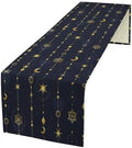 Magical Moon Table Runner Vintage Gold Crescents Stars Snowflakes Christmas Style Dinner Runner for Farmhouse Party Holiday Home Kitchen Dining Table Decoration 13"x108" by SHElifestyle