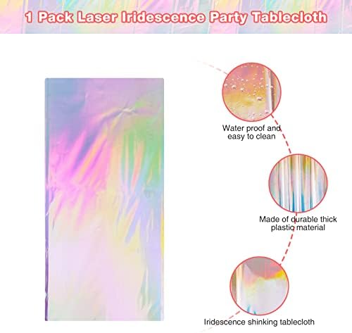 FunnyPars 1 Pack Iridescence Plastic Tablecloths Shiny Disposable Laser Rectangle Table Covers Holographic Foil Tablecloth Iridescent Party Decoration Birthday Bridal Wedding Christmas 54"x108"(Laser) - Image 4