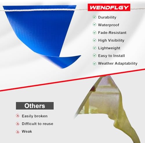 Safety Warning Pennant Banner Flags(BLUE+YELLOW,135pcs,315FT) - Image 3