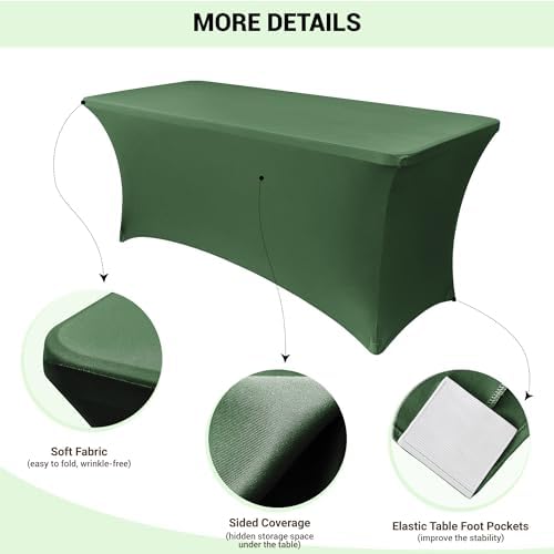 Obstal 8ft Stretch Spandex Table Cover, 2 Pack, Blackish Green - Image 3