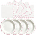 50 Pcs Pink and White Paper Plates and Napkins, 7 Inch Disposable Scalloped Plates & Napkins Party Supplies Cake Dessert Plate Tableware for Baby Shower Bridal Shower Wedding Birthday by Unknown