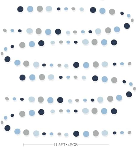 Dusty Blue Party Decorations Navy Blue Circle Dots Garland Gray Blue Hanging Paper Polka Dot Streamer for Wedding Shower Engagement Bridal Shower Birthday Graduation Nautical Themed Party Supplies - Image 2