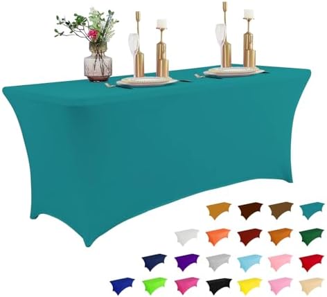 IVAPUPU 6FT Table Cloth for Rectangular Spandex Lake Blue Table Cover by IVAPUPU