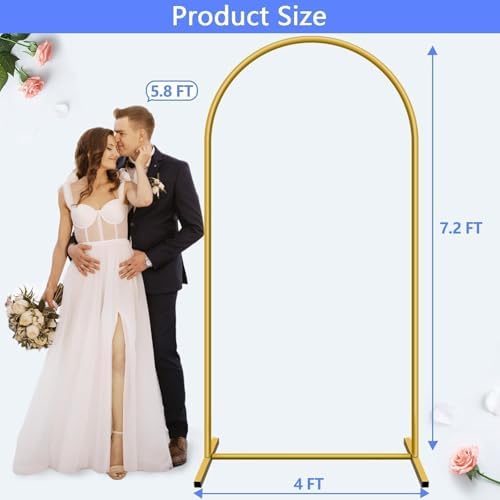 HEMMOTOP Metal Arch Backdrop Stand, Gold, 7.2ft - Image 5
