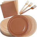 Serves 35 Guests Gradient Brown Plates and Napkins Party Supplies by WXLDGHQ
