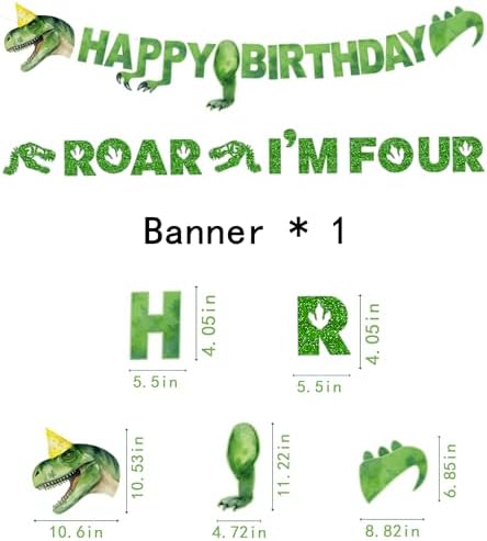 Dinosaur 4th Birthday Party Decorations Boy,Roar Im 4 Dinosaur Party Decorations,Boys 4th Birthday Party Decorations. - Image 3