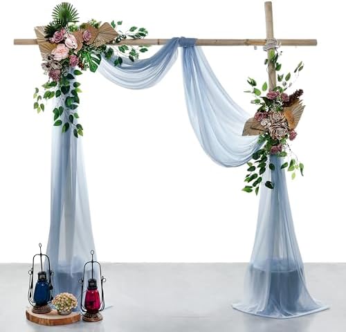 Pack of 1 Wedding Arch Drape Panel Fabric 30" x 20ft - Dusty Blue - Image 2