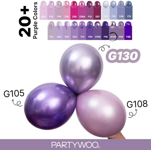 PartyWoo Metallic Purple Balloons 50pcs Chrome Purple Color 12 Inch - Image 4