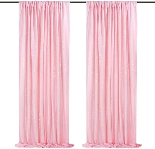 Pink Sequin Backdrop 2 Panels 2FTx8FT Birthday Party Backdrop Curtains by QueenDream