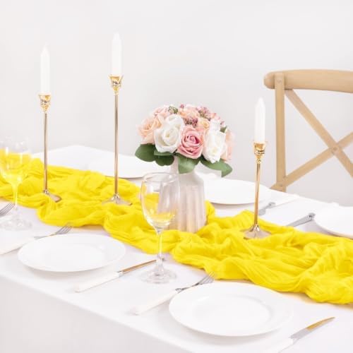 Yellow Cheesecloth Table Runner Fall Boho Wedding Picinc Table Decor 10ft - Image 6