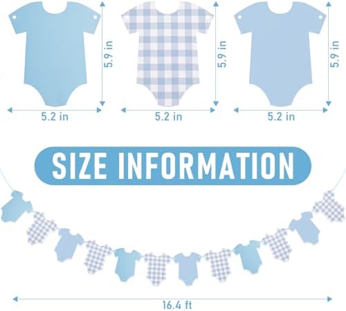Pre-Strung Boy Blue Bodysuit Decoration Banner, Baby Shower Sign,Blue Jean Baby Shower Decor Bunting Girl - Image 2