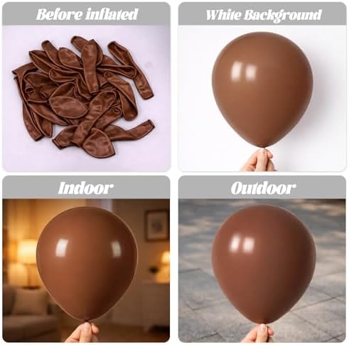 Voircoloria 130pcs Coffee Brown Balloons Garland Arch Kit, 18 12 10 5 Inch - Image 3